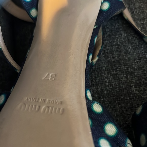 Miu Miu platform, 6 inch polka dot open toe heels from Nordstrom. Size 37 - Picture 11 of 11